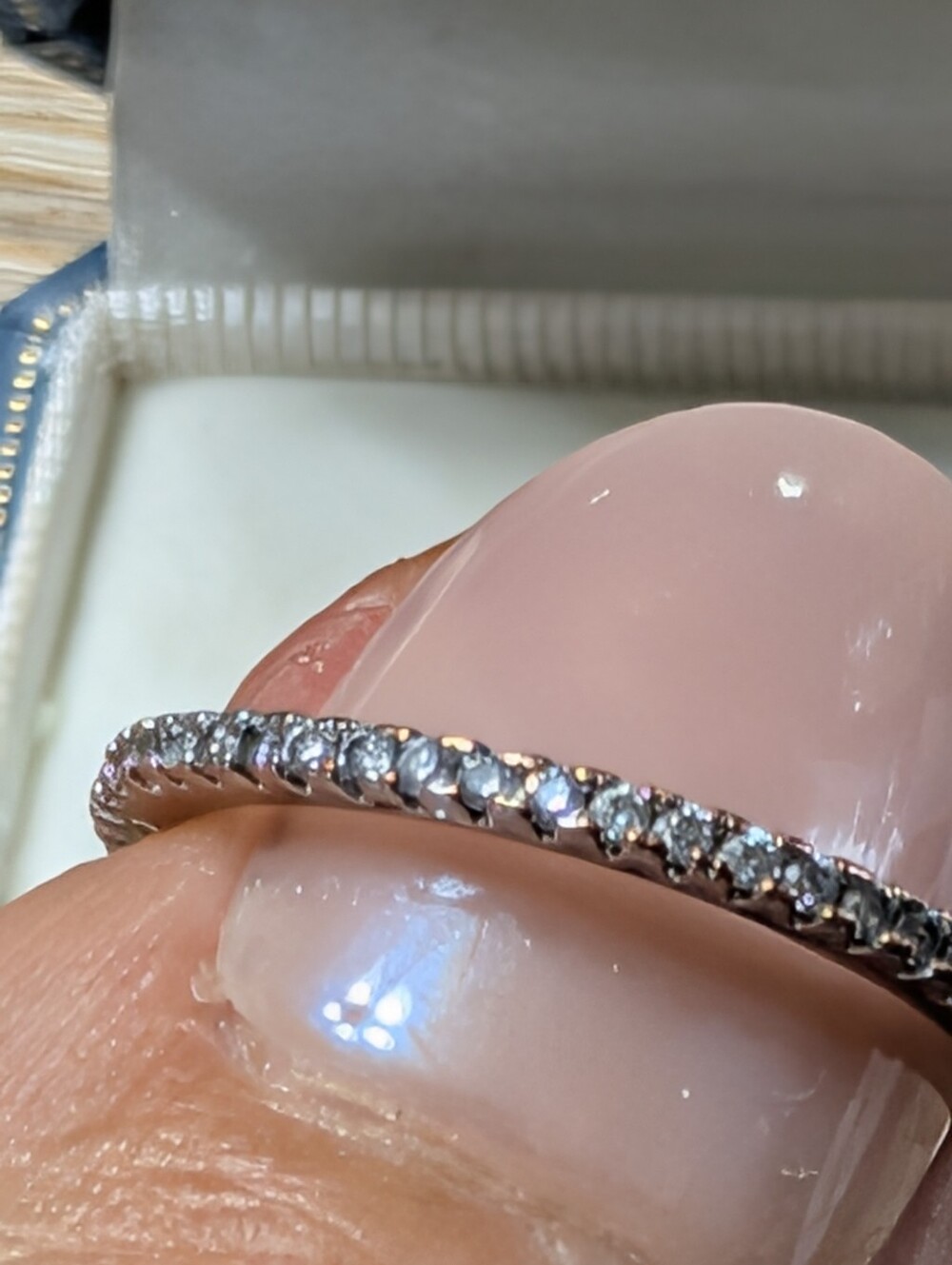 Petite Narrow Silver Micro Diamond Simulant Eternity Band Ring Size 6 - Picture 7 of 8